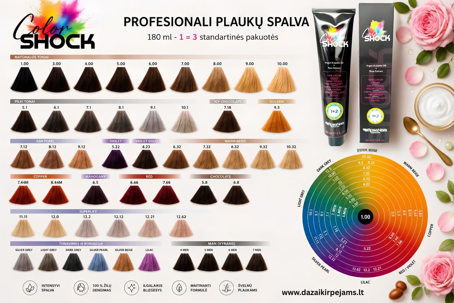 Color SHOCK visų 50 atspalvių spalvų paletė
