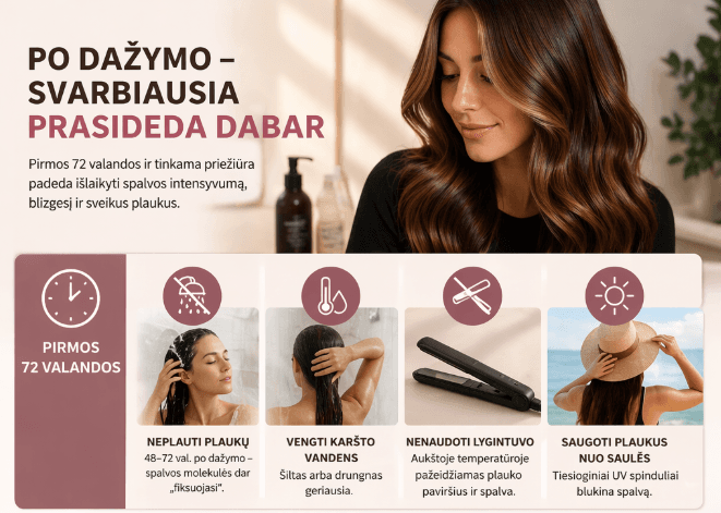 Plaukų priežiūra po dažymo