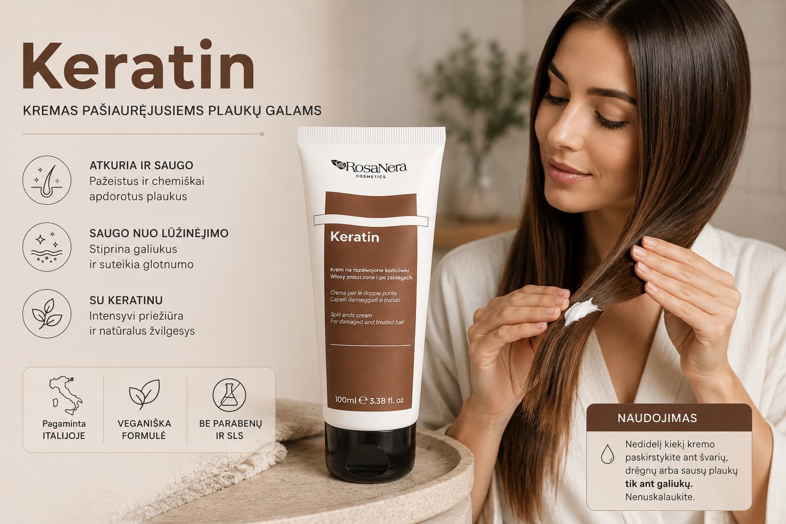 RosaNera KERATIN Split end Cream 100ml — 2