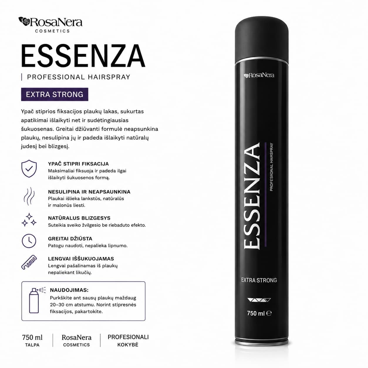 ESSENZA «Extra Strong» — лак для волос с особо сильной фиксацией — 2