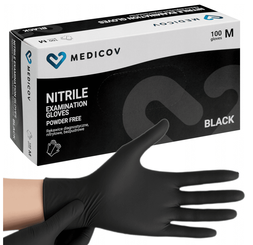 Disposable, powder-free nitrile gloves, BLACK (100 pcs.)