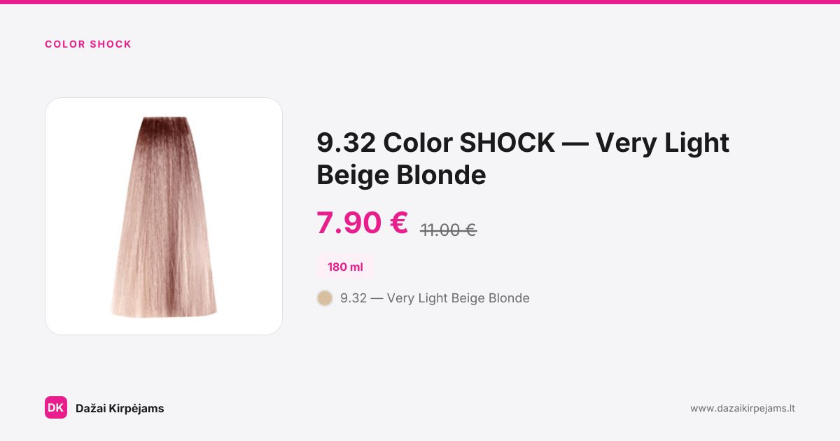 9.32 Color SHOCK — Very Light Beige Blonde, 180 ml — Hair Dyes | Dažai ...